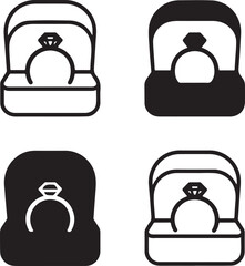 Isolated proposal ring box silhouette icon, proposal ring box engagement symbol, romantic proposal vector, love engagement minimal illustration, couple wedding branding, proposal relationship design