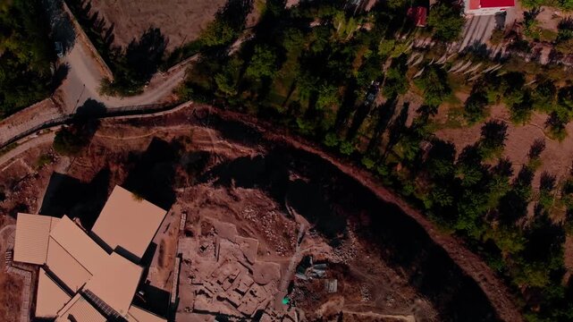 Aerial View of Arslantepe Mound Archaeological Excavation Area