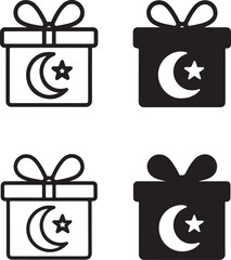 Isolated eid gift box icon, gift box ribbon celebration, eid holiday vector design, minimal illustration, festival branding illustration, muslim community gift design