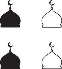 Isolated mosque dome silhouette icon, mosque dome islamic architecture, holiday celebration vector, minimal illustration, muslim festival branding illustration, community design