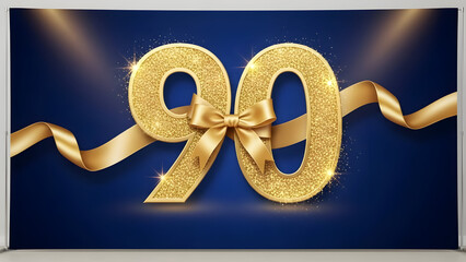Golden 90Years Anniversary Banner &ndash; Centennial Celebration Milestone Concept