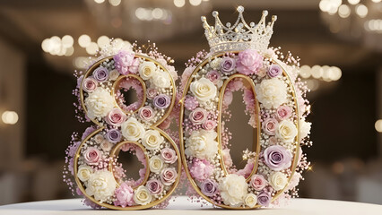 Golden 80 Birthday and Anniversary Celebration with Sparkling Bokeh &ndash; Milestone Event Concept