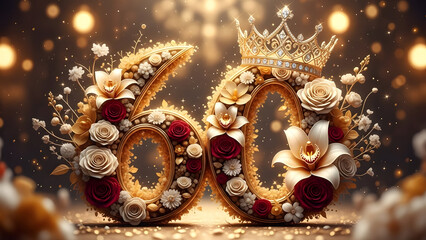 Golden 60 Birthday and Anniversary Celebration with Sparkling Bokeh &ndash; Milestone Event Concept