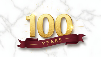 Golden 100 Years Anniversary Banner &ndash; Centennial Celebration Milestone Concept