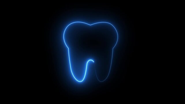 Neon tooth icon vector illustration flat style image.4k illustration