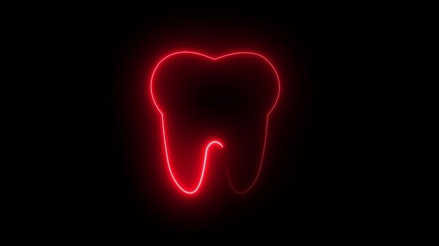 Neon tooth icon vector illustration flat style image.4k illustration