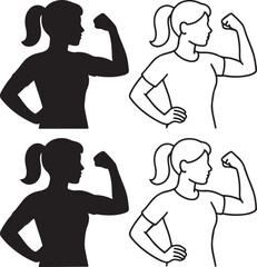 Isolated women empowerment silhouette icon, confident woman empowerment strong pose vector, female leadership minimal illustration, women strength branding, empowerment success vector design