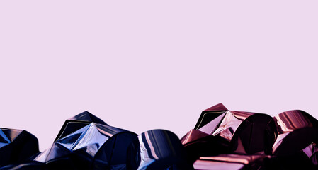 Glass abstraction, modern shapes, isolated on light pink. Minimalist aesthetic material...