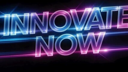 Creative animated typography “Innovate Now” with neon glow and fast transitions