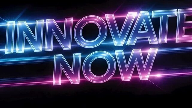 Creative animated typography &ldquo;Innovate Now&rdquo; with neon glow and fast transitions