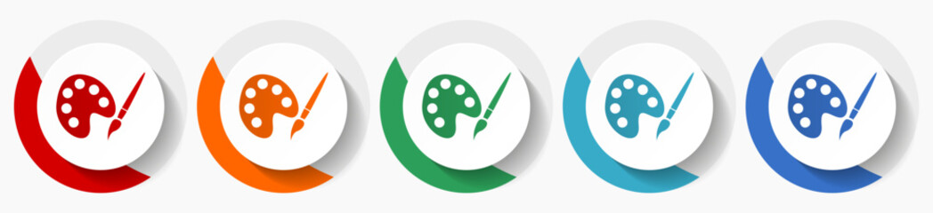 Paint brush, art, paintbrush vector icons, flat icon set for logo design, webdesign and mobile applications, colorful web button collection in eps 10