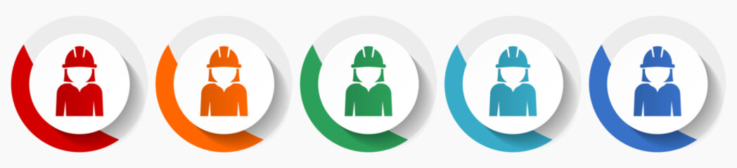 Engineer, worker, manager, employe vector icons, flat icon set for logo design, webdesign and mobile applications, colorful web button collection in eps 10