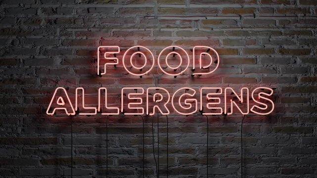 Neon sign for "food allergens".