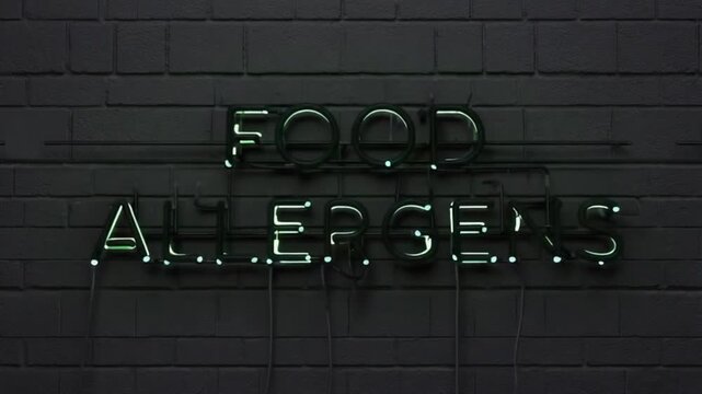 Neon sign for "food allergens".