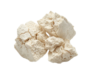 A pile of crumbled, off-white blocks of fresh baker's yeast.