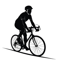 Naklejka premium Cyclist riding bicycle silhouette road bike athlete vector