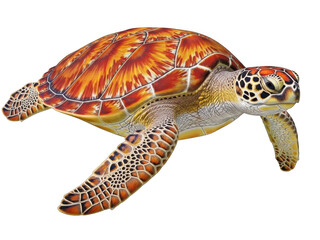 Obraz premium Vibrant sea turtle illustration isolated on transparent background isolated on transparent background