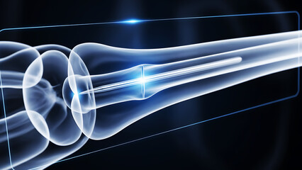 Orthopedic Bone Fixation with Intramedullary Nail Surgical Implant 3D Illustration