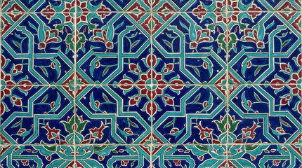 Intricate tile patterns cultural heritage site decorative art indoor setting close-up view aesthetic design exploration