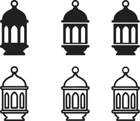 Isolated Ramadan lantern silhouette icon, Ramadan lantern fanous vector, Islamic festive light illustration, Muslim holiday minimal design, Ramadan celebration branding, fanous lantern vector