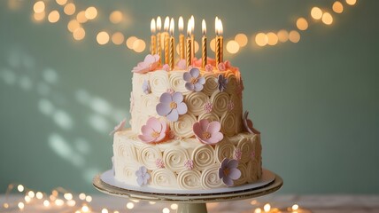 simple birth day cake with candles