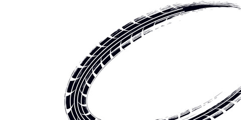 Tire Track Silhouette Vector High-Quality Black and White Icon. Eps 10