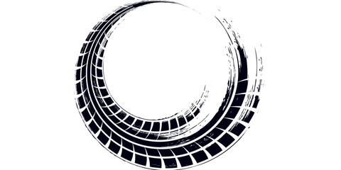 Tire Track Silhouette Vector High-Quality Black and White Icon.