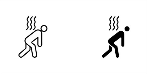 exhausted dehydration weakness lethargy icon set, vector illustration on white background