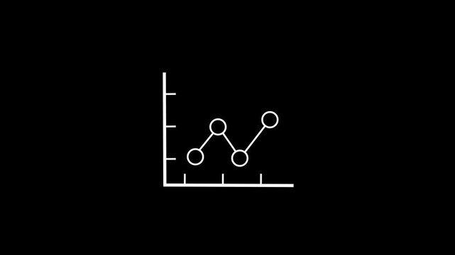 Business Graph Animation with Rising Green Chart Line, Concept of Financial Growth and Success on Black Background