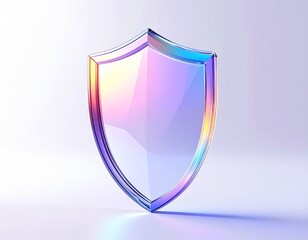 3D Frosted Glass Shield Icon on White Background