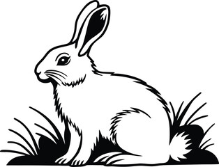 rabbit emblem silhouette vector illustration
