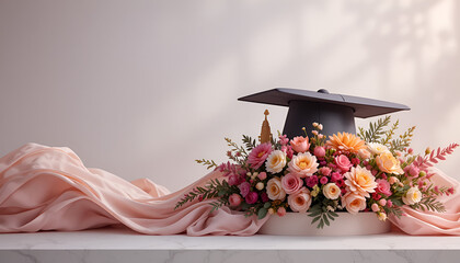 Graduation cap backgrpound University, college school education background. University caps student, ceremony award illustration