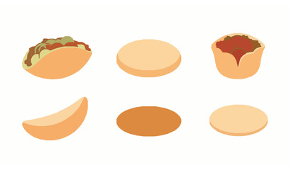 Cute Pita Bread Icon Set Cartoon Vector for Web and App Design