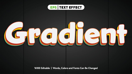 Bold 3d gradient text effect with white letters orange and green shadows on dark textured background for editable typography design