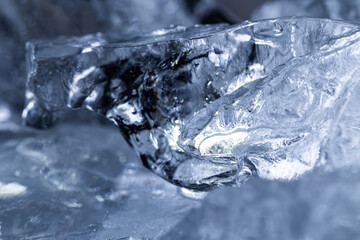 Abstract Blue Ice Texture with Air Bubbles