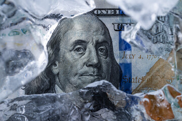 One Hundred Dollar Bill Frozen in Ice