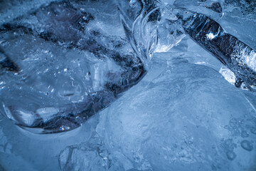 Abstract Blue Ice Texture with Air Bubbles