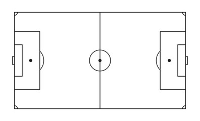 A football or soccer pitch in line style, sports related graphic element vector illustration