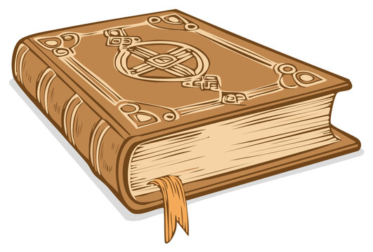 Vector Illustration of a Closed Antique Book with an Ornate Leather Cover