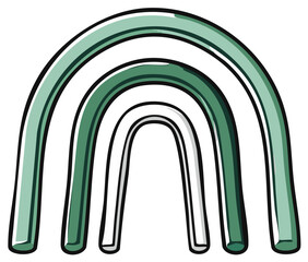 Obraz premium Modern Green Rainbow Arch Shapes Minimalist Illustration