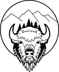 bison wildlife silhouette vector illustration
