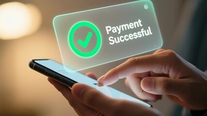 Successful online payment transaction process on smartphone screen featuring secure ecommerce internet banking with advanced fraud prevention technology for safe digital payment systems - Powered by Adobe