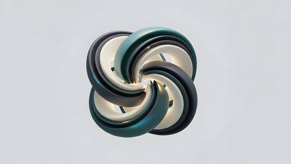 Abstract 3D Swirling Shapes on White Background.