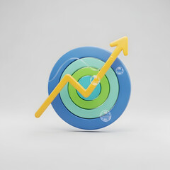 3D Rendered Business Growth Chart Icon.