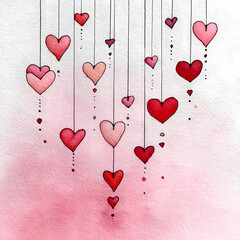 Romantic Valentine Illustration with Hearts and Love Symbols