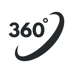 An icon depicting a 360-degree symbol illustrating full rotation and topics related to geometric and mathematical measurements.