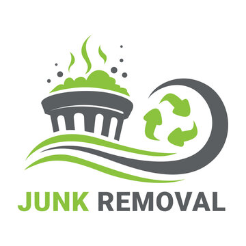 Junk removal logo design with recycling symbols and waste bin graphic in a vector format for waste management services