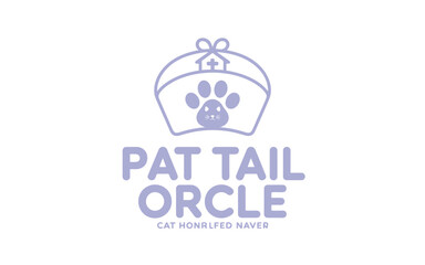 Minimalist Lavender Veterinary Clinic Logo Design with Cat Paw and Nurse Hat