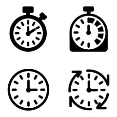 Collection of stopwatch and clock icons for time management Vector