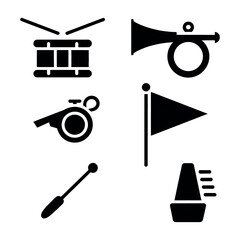 Collection of musical instruments and sports equipment icons Vector
